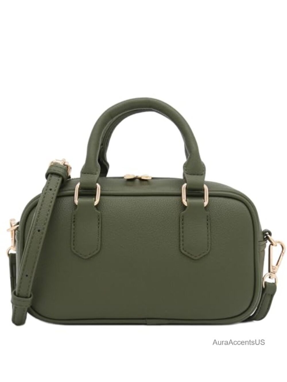 Faux Leather Satchel Purse Small Crossbody Bag Gold Hardware